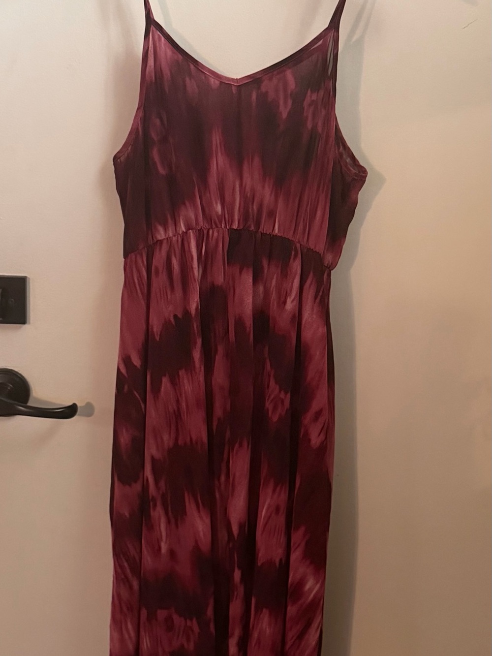 George Sheer Women’s Burgundy Tie-Dye Slip Dress